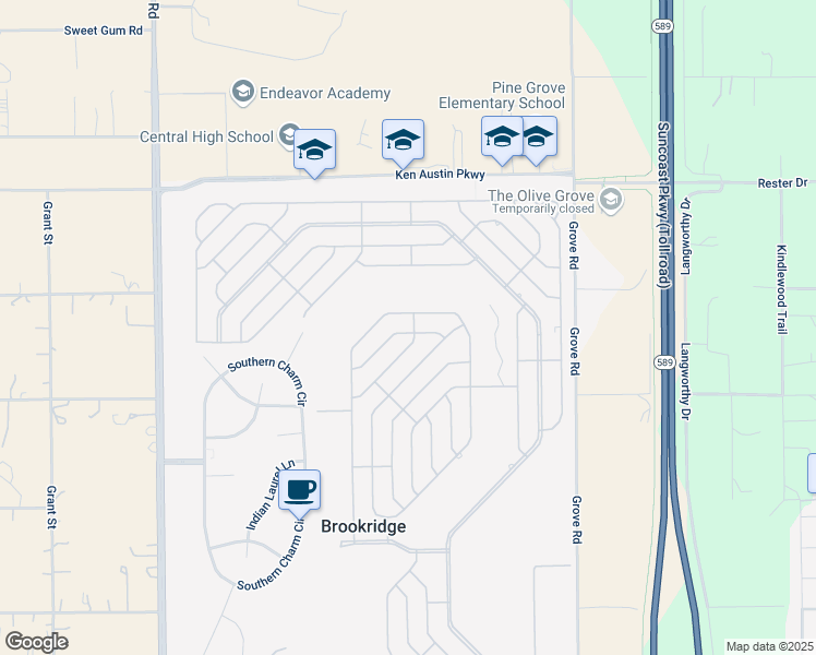 map of restaurants, bars, coffee shops, grocery stores, and more near 14317 Action Street in Brooksville