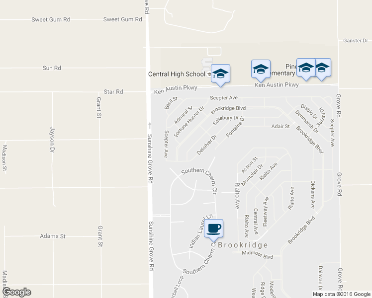 map of restaurants, bars, coffee shops, grocery stores, and more near 9093 Salisbury Drive in Brooksville