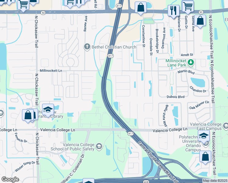 map of restaurants, bars, coffee shops, grocery stores, and more near 920 Old Tree Road in Orlando