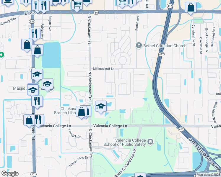map of restaurants, bars, coffee shops, grocery stores, and more near 1155 Blackfoot Avenue in Orlando