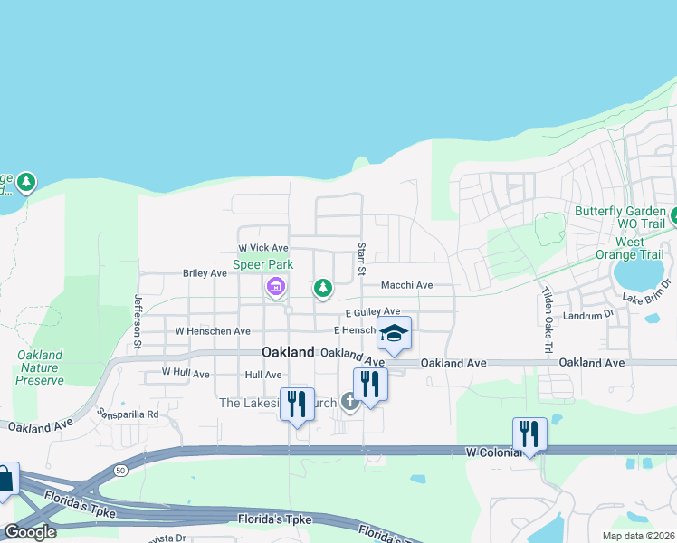 map of restaurants, bars, coffee shops, grocery stores, and more near 203 Mather Smith Drive in Oakland