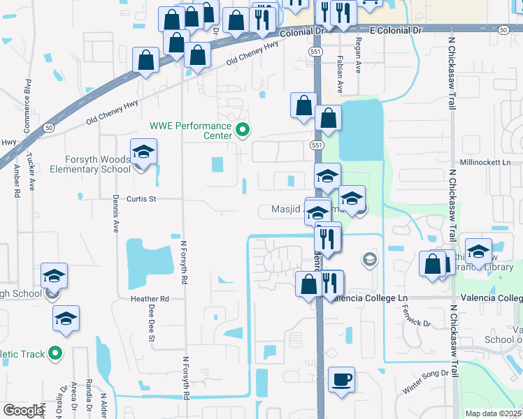 map of restaurants, bars, coffee shops, grocery stores, and more near 7429 Azalea Cove Circle in Azalea Park