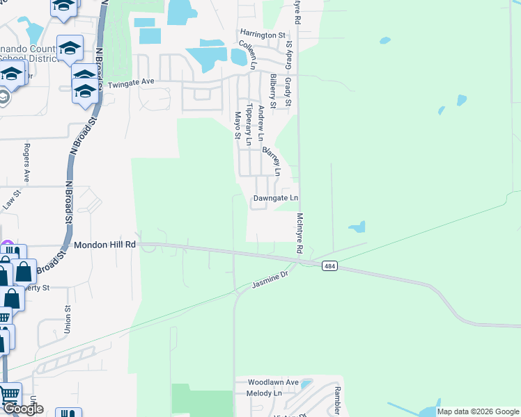map of restaurants, bars, coffee shops, grocery stores, and more near 4617 Rosegreen Lane in Brooksville