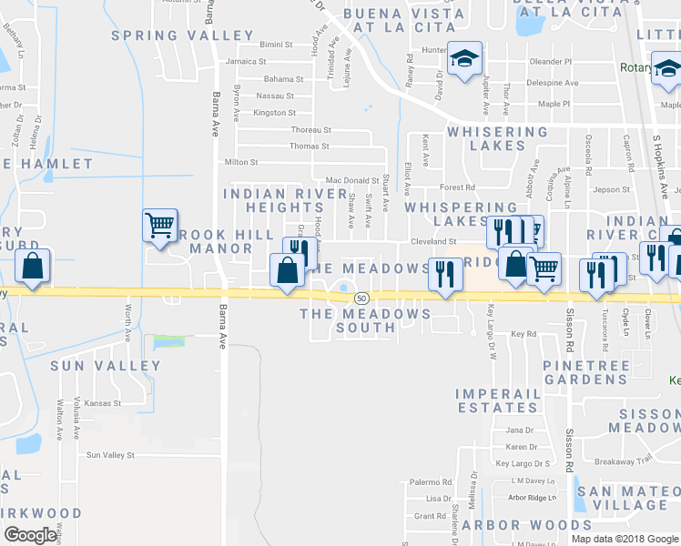 map of restaurants, bars, coffee shops, grocery stores, and more near 1260 Cheney Highway in Titusville