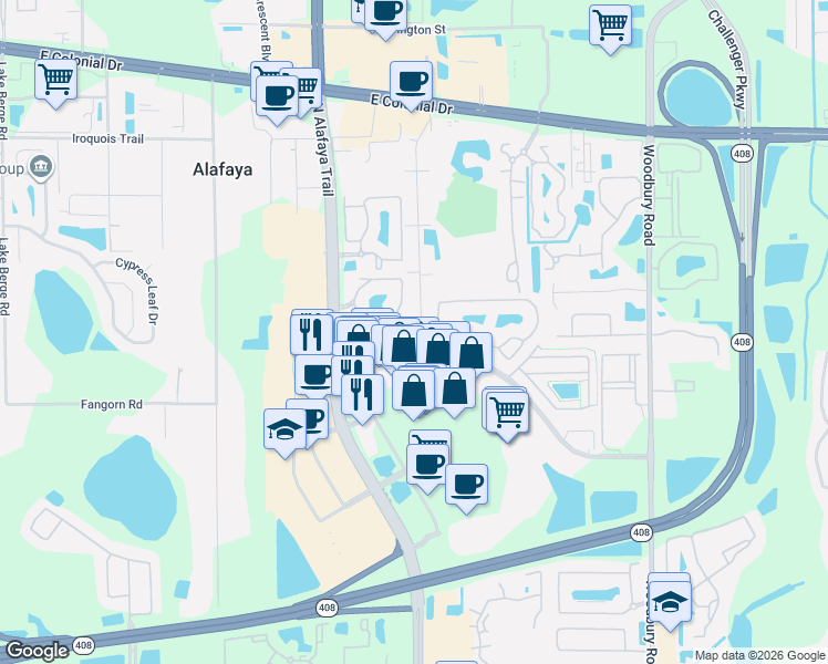 map of restaurants, bars, coffee shops, grocery stores, and more near 1070 Sophie Boulevard in Orlando
