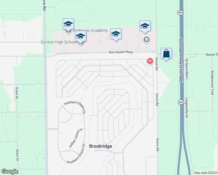 map of restaurants, bars, coffee shops, grocery stores, and more near 14523 Rialto Avenue in Brooksville
