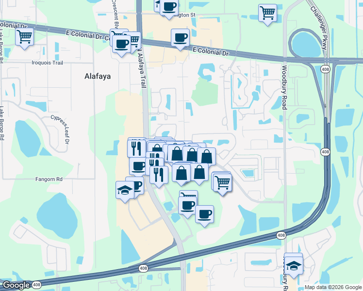 map of restaurants, bars, coffee shops, grocery stores, and more near 1068 Sophie Boulevard in Orlando