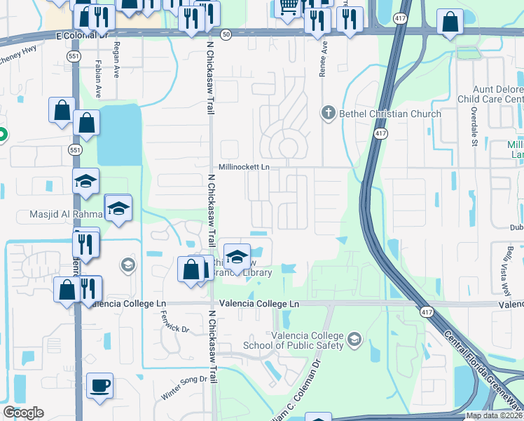 map of restaurants, bars, coffee shops, grocery stores, and more near 1155 Blackfoot Avenue in Orlando