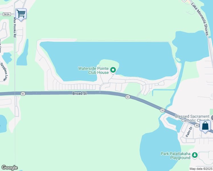 map of restaurants, bars, coffee shops, grocery stores, and more near 315 Peacock Springs Court in Groveland