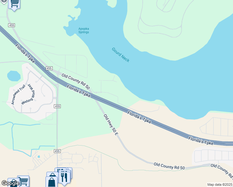 map of restaurants, bars, coffee shops, grocery stores, and more near 16953 Winter Road in Montverde