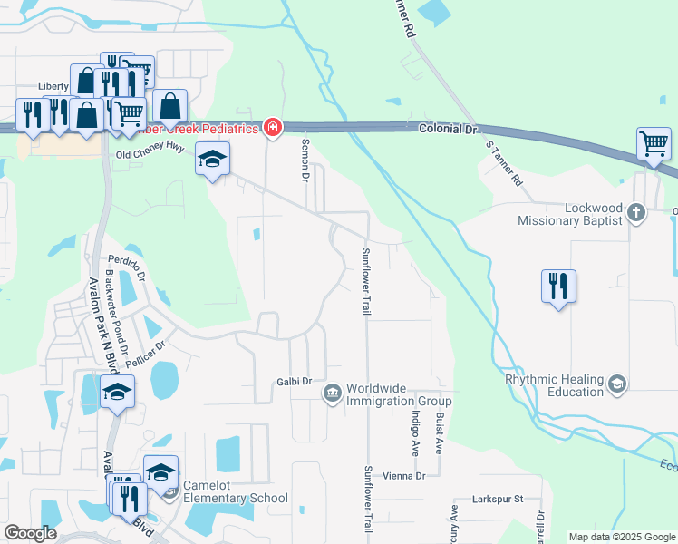 map of restaurants, bars, coffee shops, grocery stores, and more near 15623 Perdido Drive in Orlando