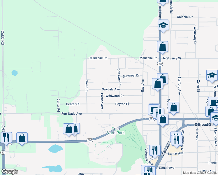 map of restaurants, bars, coffee shops, grocery stores, and more near 19962 Ruth Street in Brooksville