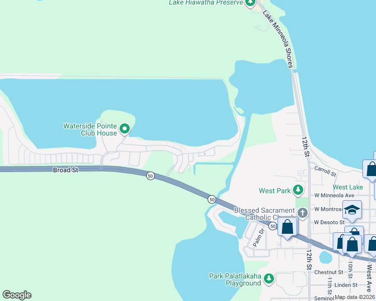 map of restaurants, bars, coffee shops, grocery stores, and more near 591 Blue Cypress Drive in Groveland