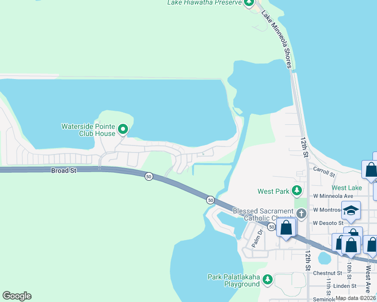 map of restaurants, bars, coffee shops, grocery stores, and more near 591 Blue Cypress Drive in Groveland