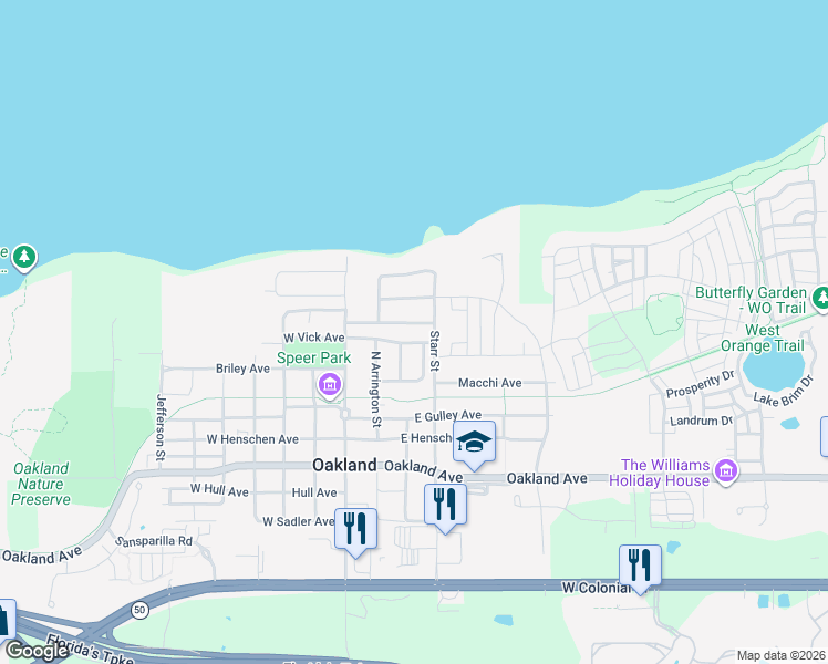 map of restaurants, bars, coffee shops, grocery stores, and more near 84 Vandermeer Avenue in Oakland