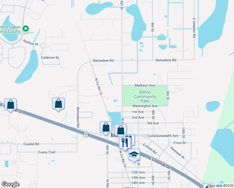 map of restaurants, bars, coffee shops, grocery stores, and more near 836 North 6th Street in Orlando