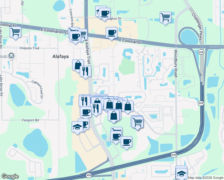 map of restaurants, bars, coffee shops, grocery stores, and more near 1142 Sophie Boulevard in Orlando