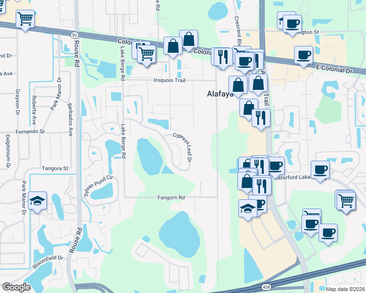 map of restaurants, bars, coffee shops, grocery stores, and more near 1137 Hackberry Drive in Orlando