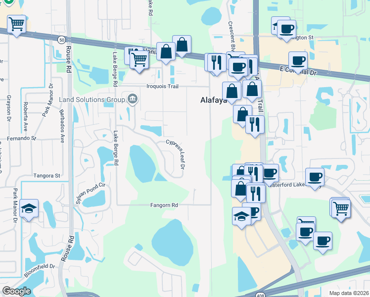 map of restaurants, bars, coffee shops, grocery stores, and more near 1137 Hackberry Drive in Orlando