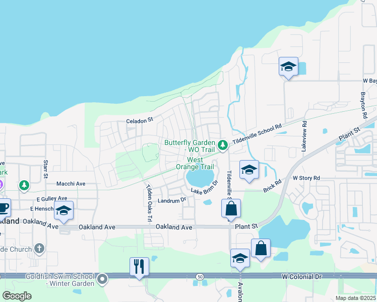 map of restaurants, bars, coffee shops, grocery stores, and more near 940 Rhett Street in Winter Garden