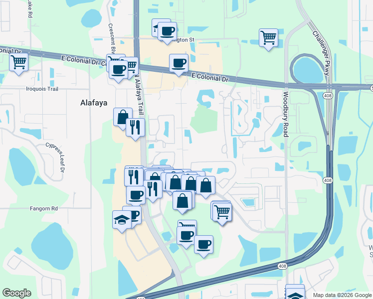 map of restaurants, bars, coffee shops, grocery stores, and more near 1227 Sophie Boulevard in Orlando