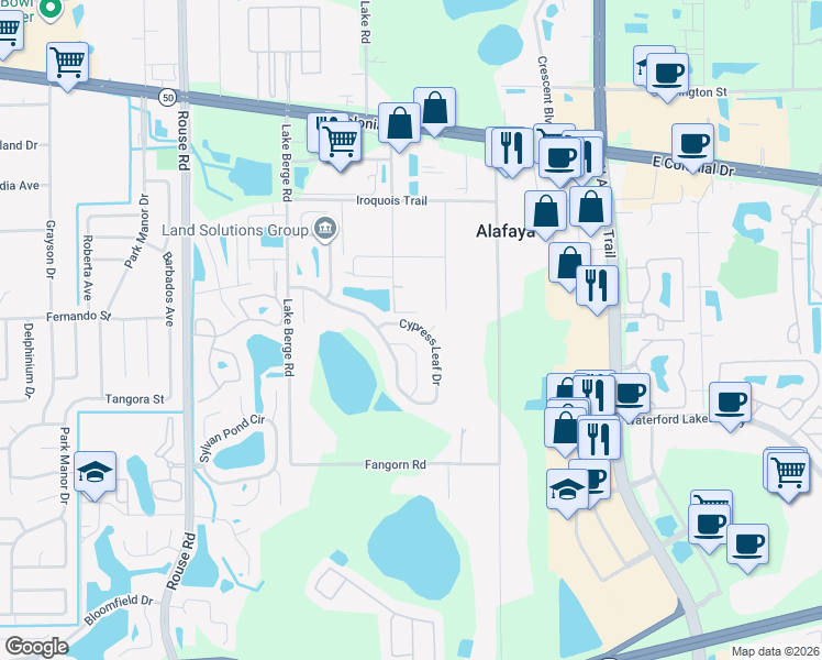 map of restaurants, bars, coffee shops, grocery stores, and more near 1137 Hackberry Drive in Orlando
