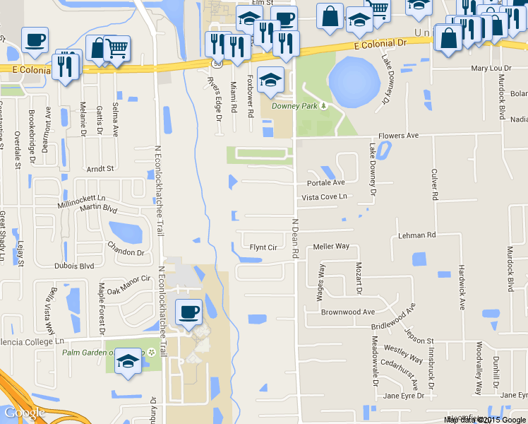 map of restaurants, bars, coffee shops, grocery stores, and more near 9931 Dean Acre Drive in Orlando