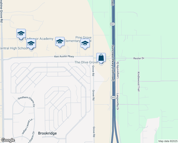 map of restaurants, bars, coffee shops, grocery stores, and more near 9268 Salvini Drive in Brooksville