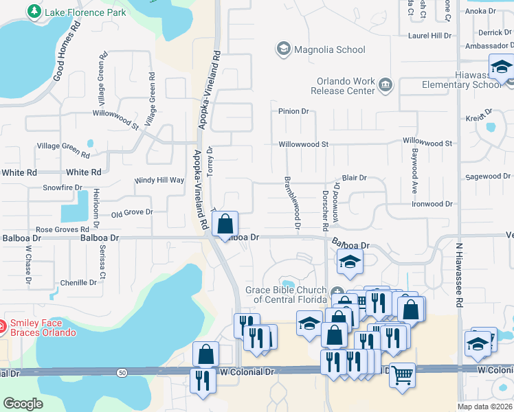 map of restaurants, bars, coffee shops, grocery stores, and more near 1776 Tallo Way in Orlando