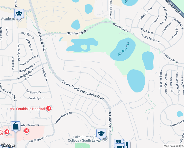 map of restaurants, bars, coffee shops, grocery stores, and more near 877 Summit Green Boulevard in Clermont