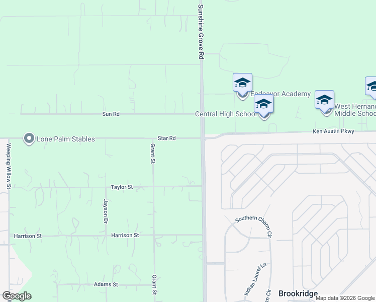 map of restaurants, bars, coffee shops, grocery stores, and more near 9175 Sunshine Grove Road in Brooksville