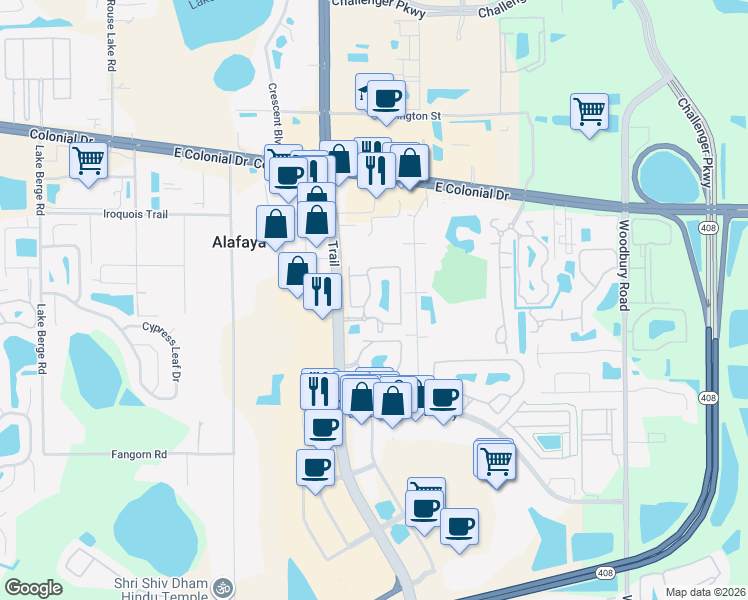 map of restaurants, bars, coffee shops, grocery stores, and more near 12001 Ashton Manor Way in Orlando