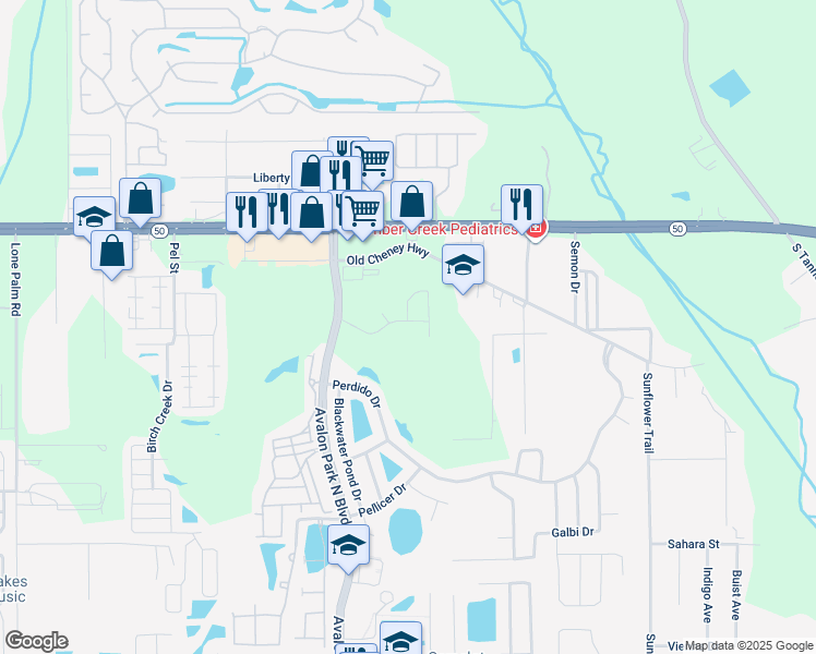 map of restaurants, bars, coffee shops, grocery stores, and more near 14930 Faberge Drive in Orlando