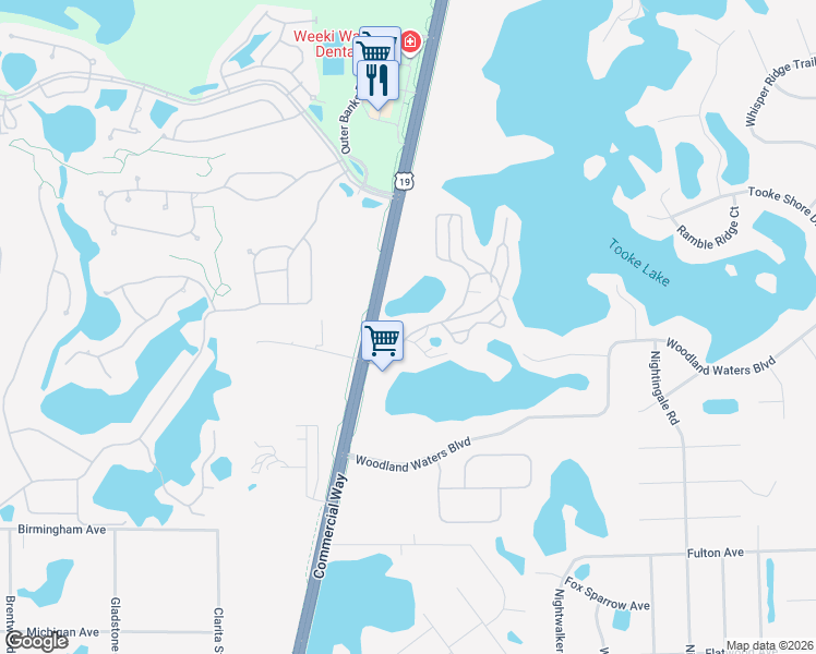 map of restaurants, bars, coffee shops, grocery stores, and more near 9264 Grizzly Bear Lane in Spring Hill