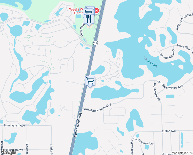 map of restaurants, bars, coffee shops, grocery stores, and more near 9265 Grizzly Bear Lane in Weeki Wachee