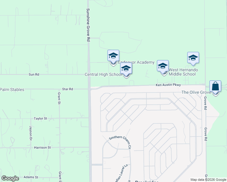 map of restaurants, bars, coffee shops, grocery stores, and more near 9283 Scepter Avenue in Brooksville