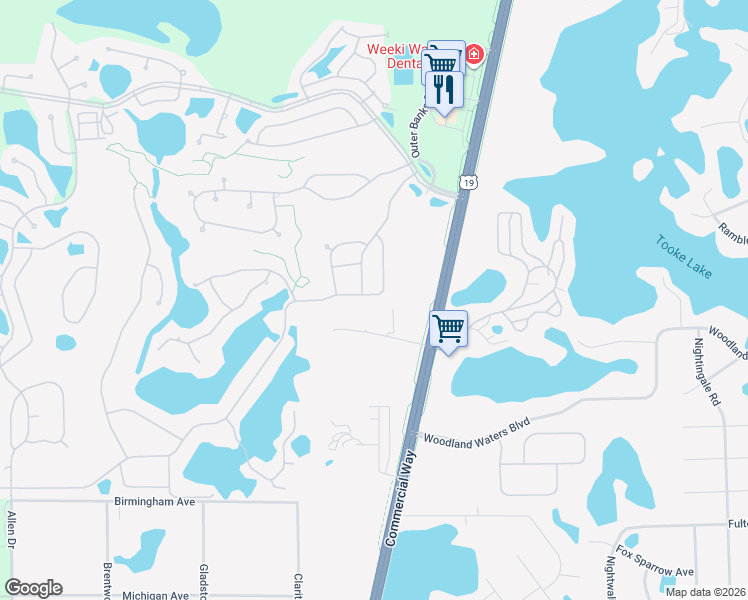 map of restaurants, bars, coffee shops, grocery stores, and more near 9402 Mississippi Run in Spring Hill