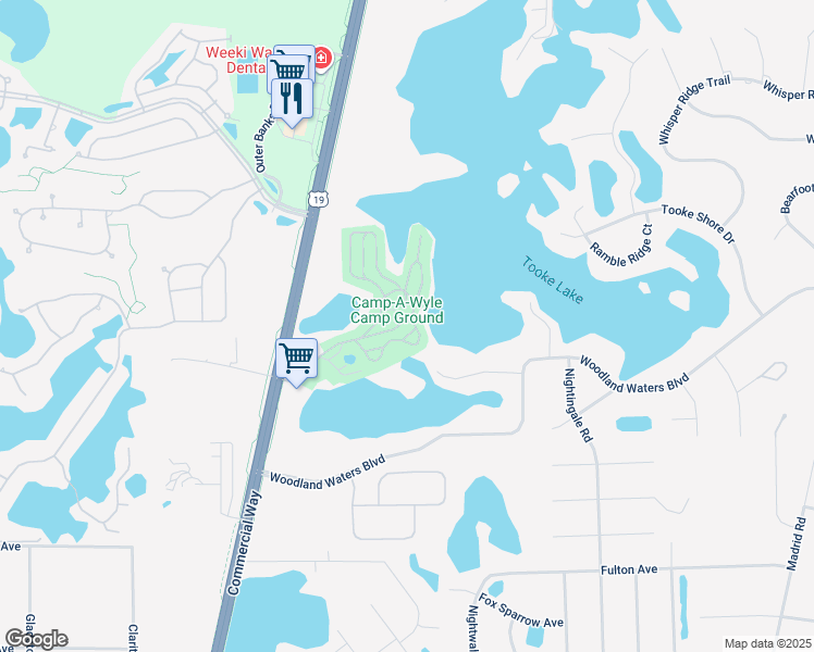 map of restaurants, bars, coffee shops, grocery stores, and more near 9362 Grizzly Bear Lane in Spring Hill