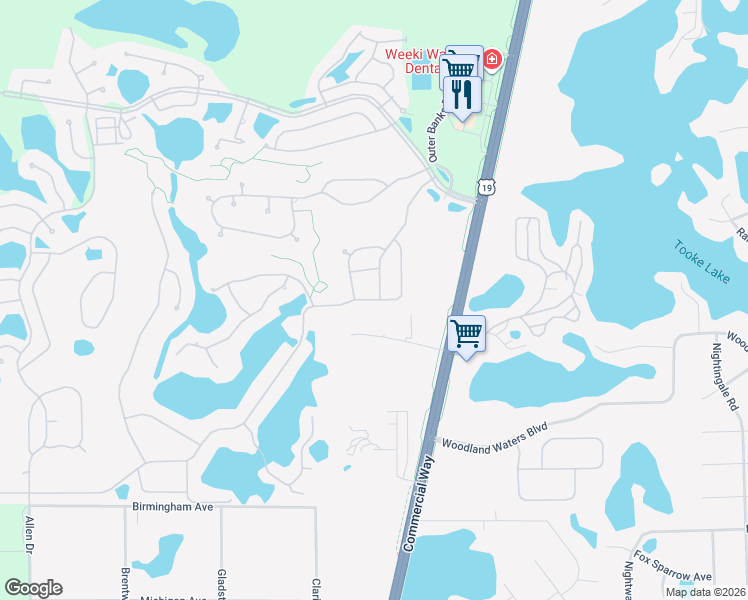 map of restaurants, bars, coffee shops, grocery stores, and more near 9382 Mississippi Run in Brooksville