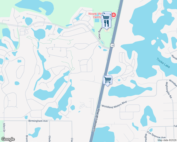 map of restaurants, bars, coffee shops, grocery stores, and more near 9402 Mississippi Run in Spring Hill