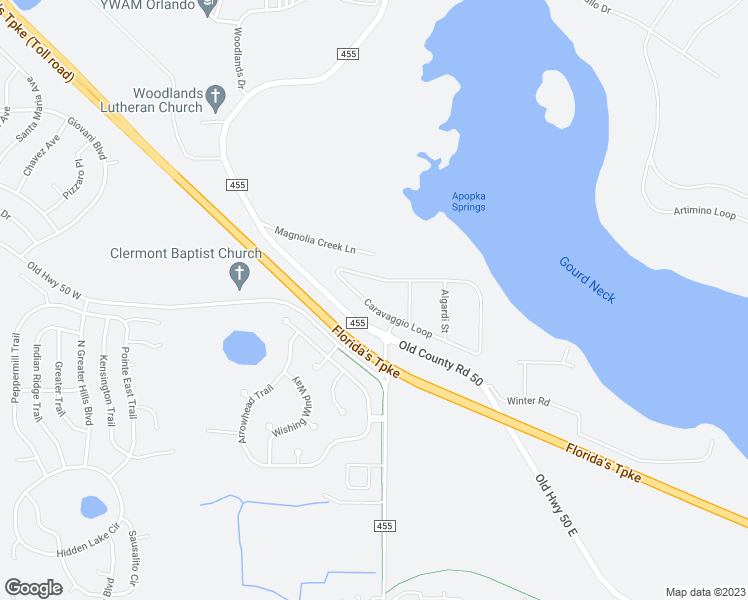 map of restaurants, bars, coffee shops, grocery stores, and more near 16515 Caravaggio Loop in Montverde