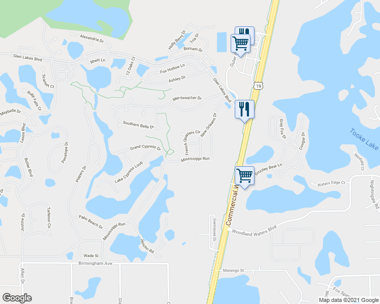 map of restaurants, bars, coffee shops, grocery stores, and more near 9300 French Quarters Circle in Weeki Wachee