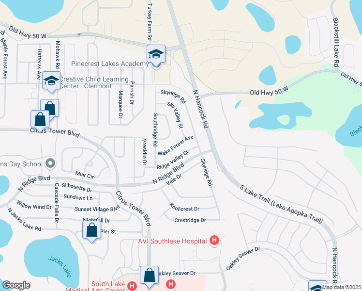 map of restaurants, bars, coffee shops, grocery stores, and more near 1859 Wake Forest Avenue in Clermont