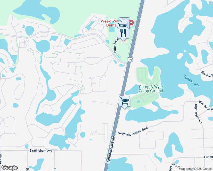 map of restaurants, bars, coffee shops, grocery stores, and more near 9463 Mississippi Run in Weeki Wachee
