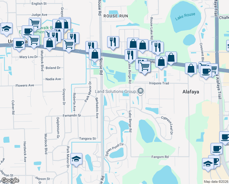 map of restaurants, bars, coffee shops, grocery stores, and more near 1234 Isadore Drive in Orlando