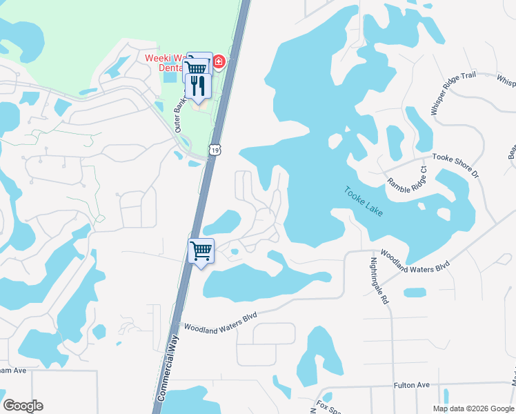 map of restaurants, bars, coffee shops, grocery stores, and more near 9375 Grizzly Bear Lane in Weeki Wachee