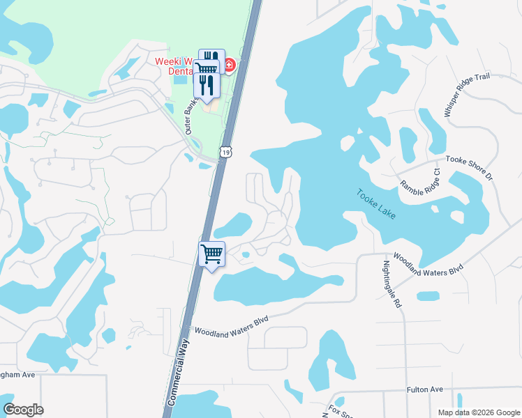 map of restaurants, bars, coffee shops, grocery stores, and more near 9581 Gray Fox Drive in Brooksville