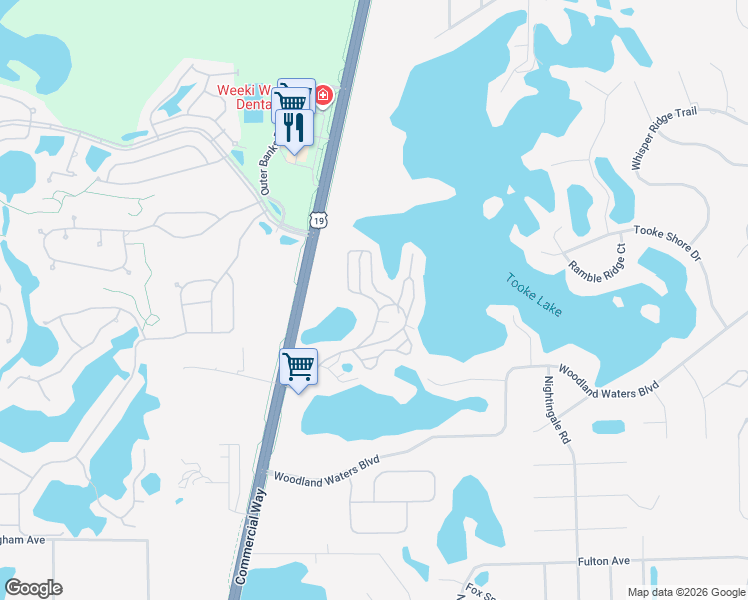 map of restaurants, bars, coffee shops, grocery stores, and more near 9581 Gray Fox Drive in Brooksville