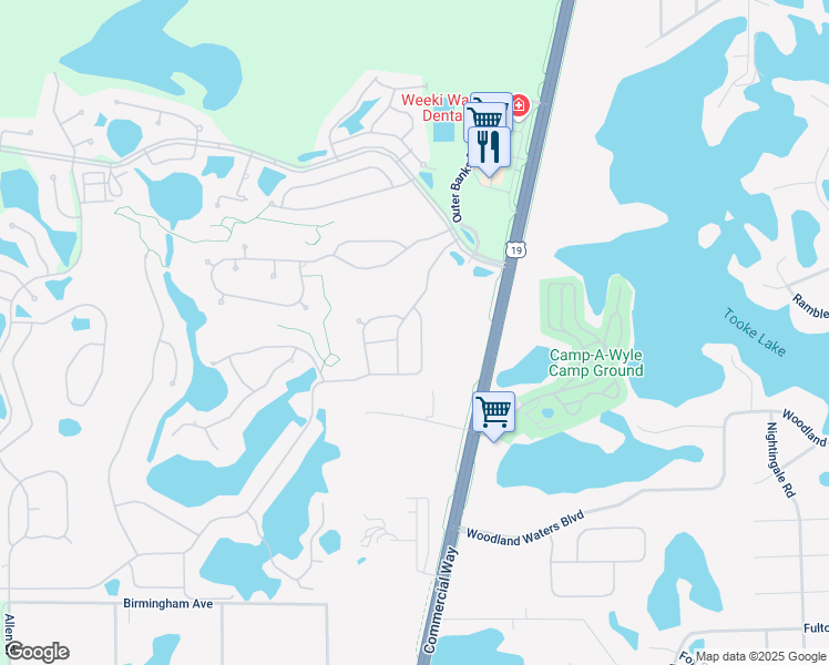 map of restaurants, bars, coffee shops, grocery stores, and more near 9463 Mississippi Run in Weeki Wachee
