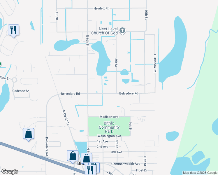 map of restaurants, bars, coffee shops, grocery stores, and more near 1520 8th Street in Orlando